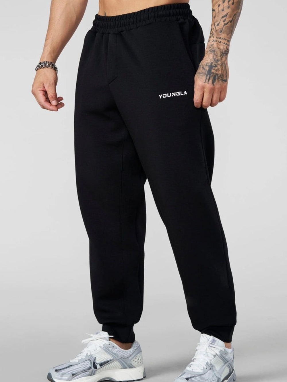 YoungLA Black Athletic Jogger Sweatpants Model#2082